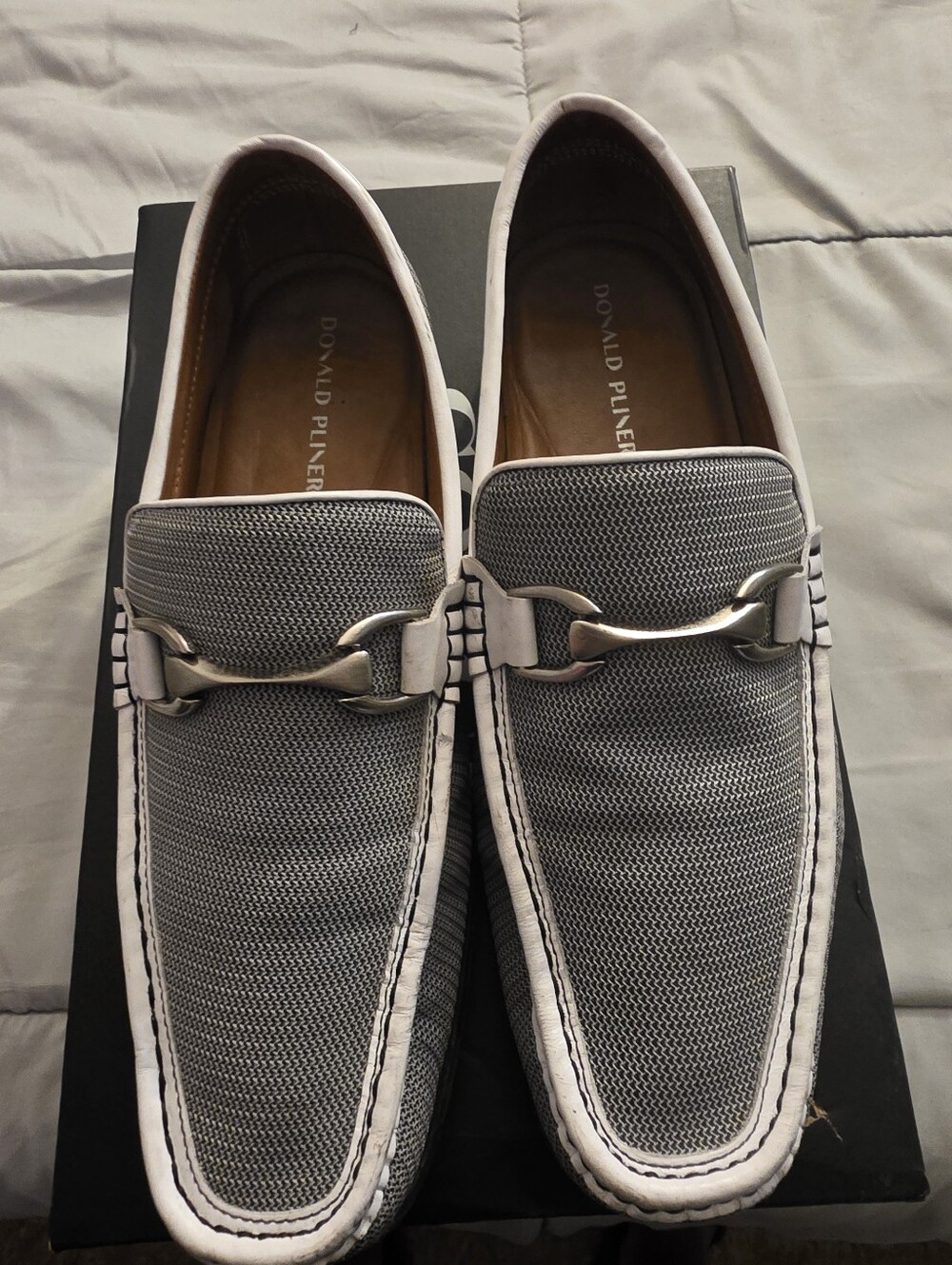 Donald J. Pliner Gray Mesh Bit Slip-On Loafers
